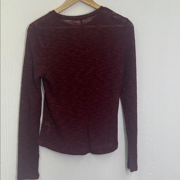 Free People - Aura Wine See Thru Crewneck Long Sleeve Layering Top Size Medium - Picture 9 of 9